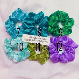 Scrunchies vải satin lụa bóng 20 màu