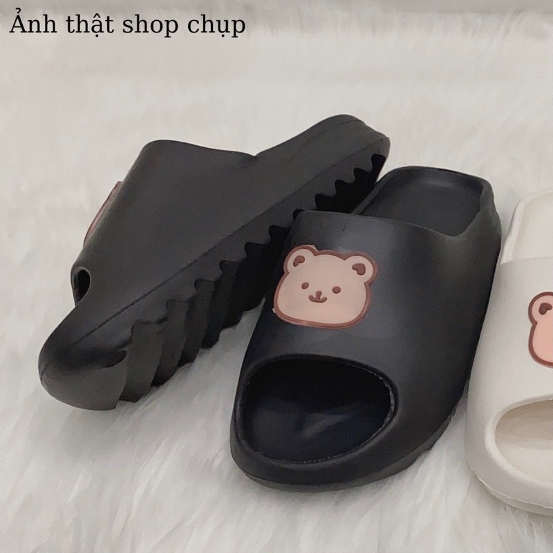 Dép bánh mì nữ unisex hình gấu đế răng cưa