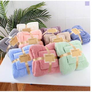 Bộ 2 khăn tắm gấp gọn bằng lông 35x75+70x140cm