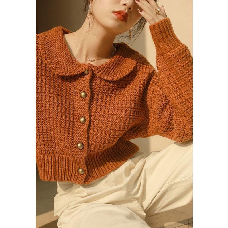 Áo Khoác Cardigan Dệt Kim Dáng Ôm Phong Cách Thời Trang Vintage Dành Cho Nữ