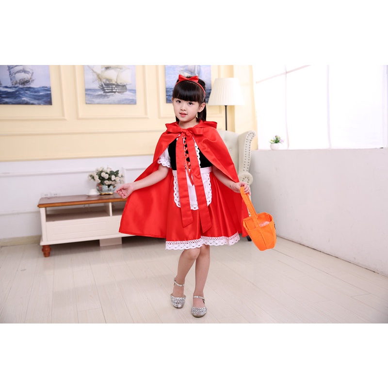 Đầm Hóa Trang Cô Bé Quàng Khăn Đỏ Cho Bé Gái