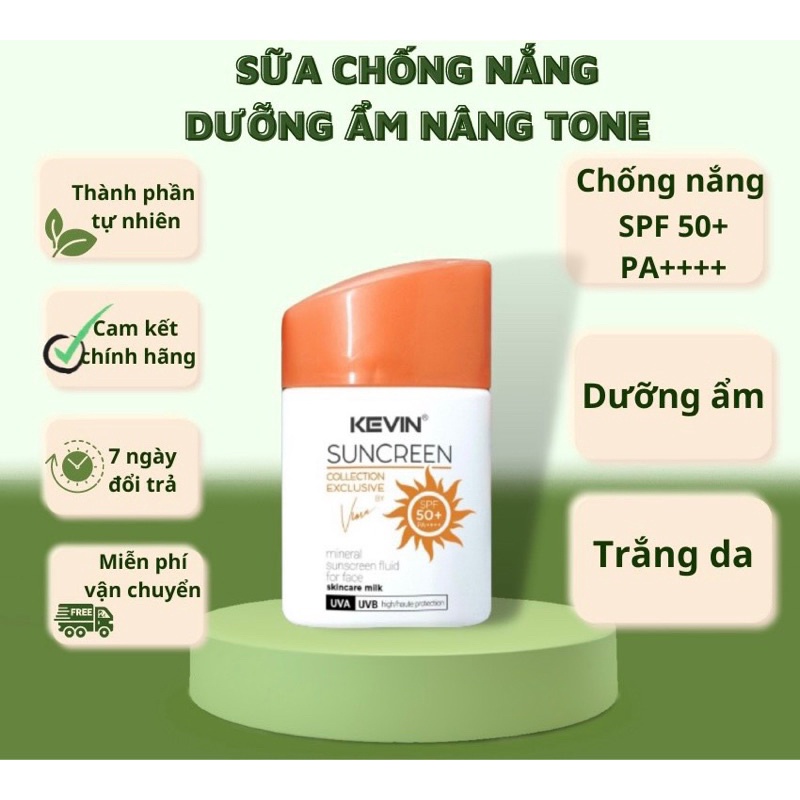 Kem Sữa Chống Nắng Kevin 45g Bảo Vệ Mọi Loại Da, Dưỡng Ẩm, Dễ Thẩm Thấu, Không Gây Bết Dính (Nhập Khẩu Mỹ)