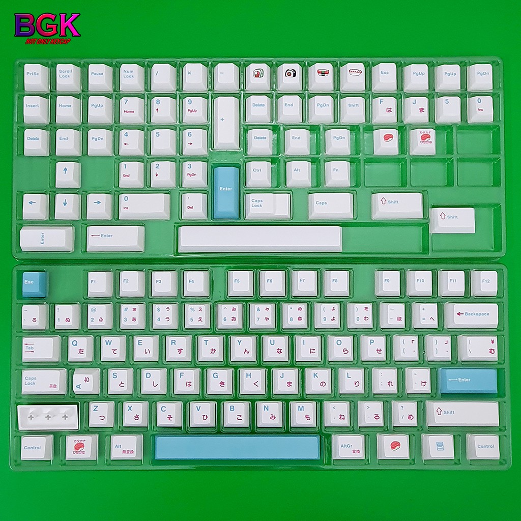 Bộ Keycap Sushi Song Ngữ Anh - Nhật Thick PBT Cherry Profile Dye Sub 135 Nút cân được hầu hết các layout