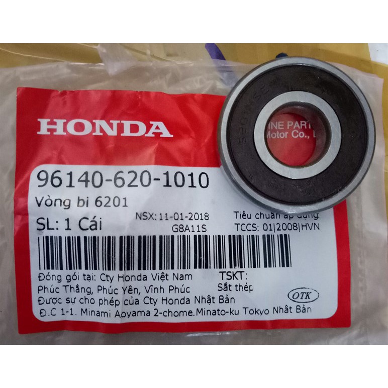 Vòng bi  6201 Honda Bích mủ zin 12*32*10
