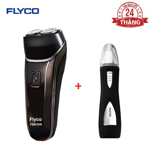 Combo Máy Cạo Râu Flyco FS873VN 2 Lưỡi Kép Kháng Nước &amp; Máy Tỉa Lông Mũi FS7805VN - Chính Hãng