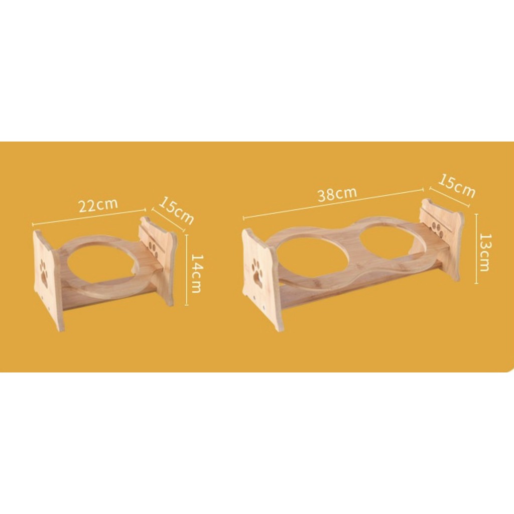 [order] bát đựng thức ăn kèm giá gỗ cho mèo