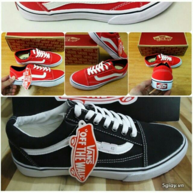 Giày vans old skook đỏ tươi và đen nó