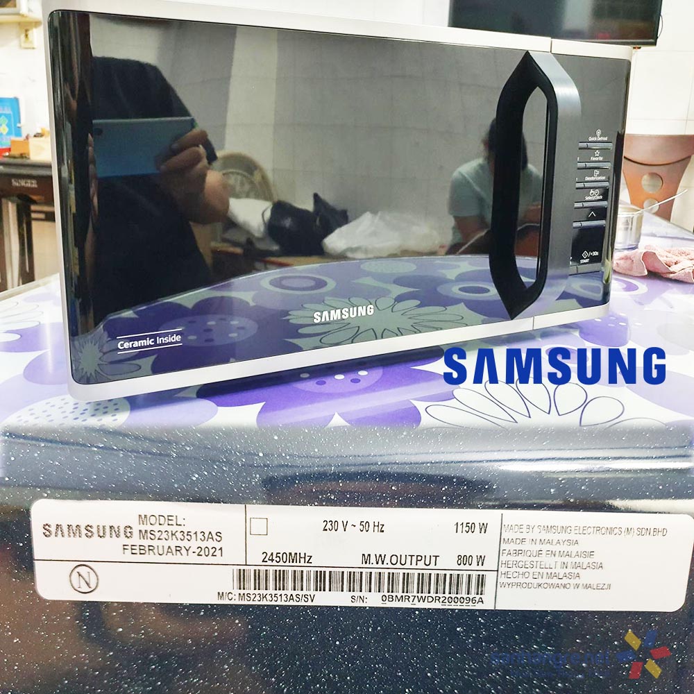 Lò vi sóng tráng men Samsung Hàn Quốc MS23K3513AS dung tích 23L công suất 800W sản xuất Malaysia