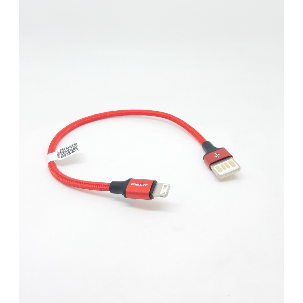 Cáp PISEN USB to L (Double Side) braided 250mm - (LS-AL07-250) - Hàng Chính Hãng