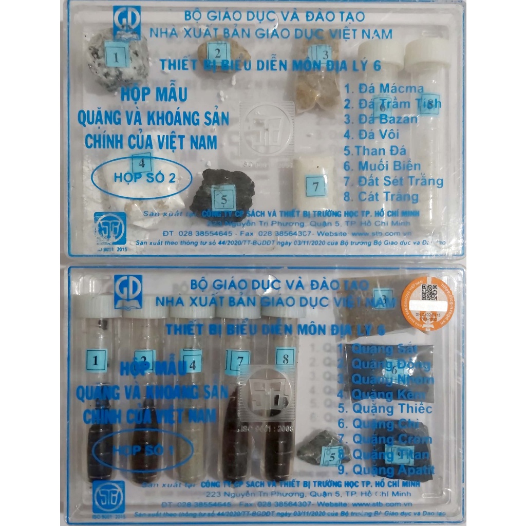 Bộ hộp mẫu quặng và khoáng sản chính của Việt Nam