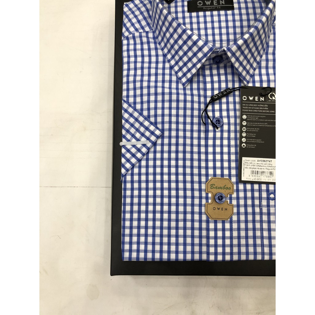 (OWEN SALE) ÁO SƠ MI CỘC TAY BA20617 MẪU MỚI NĂM 2020 KẺ CARO XANH TRẮNG | BigBuy360 - bigbuy360.vn