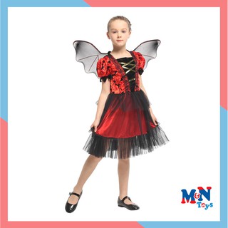 Bộ váy Phù thủy Dơi đỏ đen G0335 hóa trang Halloween cho bé