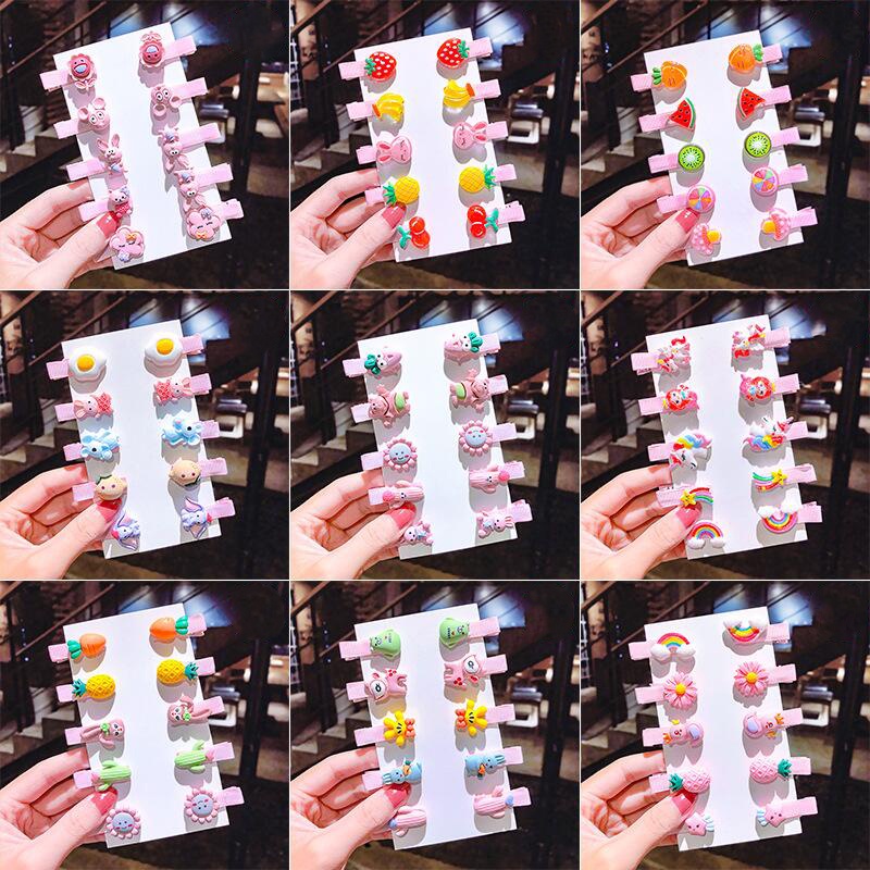 Set 10 Kẹp Tóc Hình Trái Cây Hoạt Hình Dễ Thương Cho Bé Gái