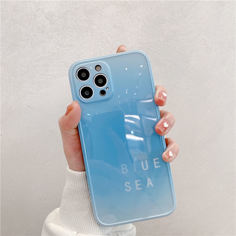 Ốp điện thoại họa tiết bóng xanh dương thích hợp cho iPhone 12 13 11 pro max x xs max xr 7 8 plus