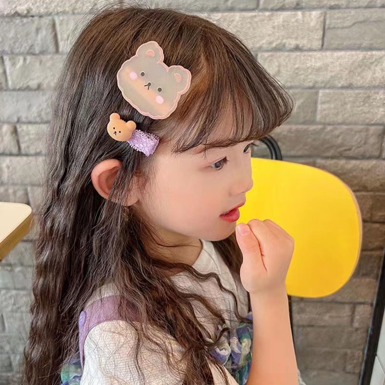 Set 8 Kẹp Tóc Nơ Họa Tiết Hoạt Hình Phong Cách Hàn Quốc Cho Bé Gái