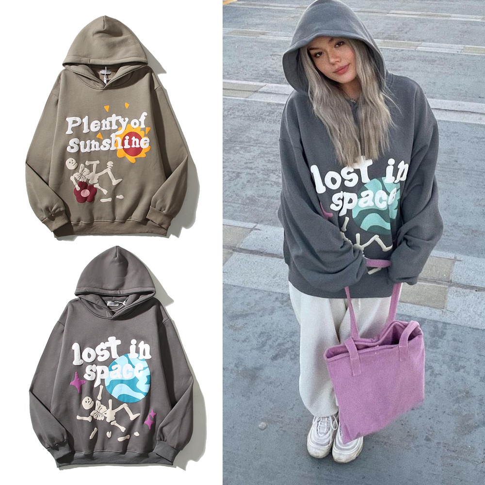 Áo Hoodie In Chữ graffiti Hình Đầu Lâu Phong Cách Đường Phố Mỹ