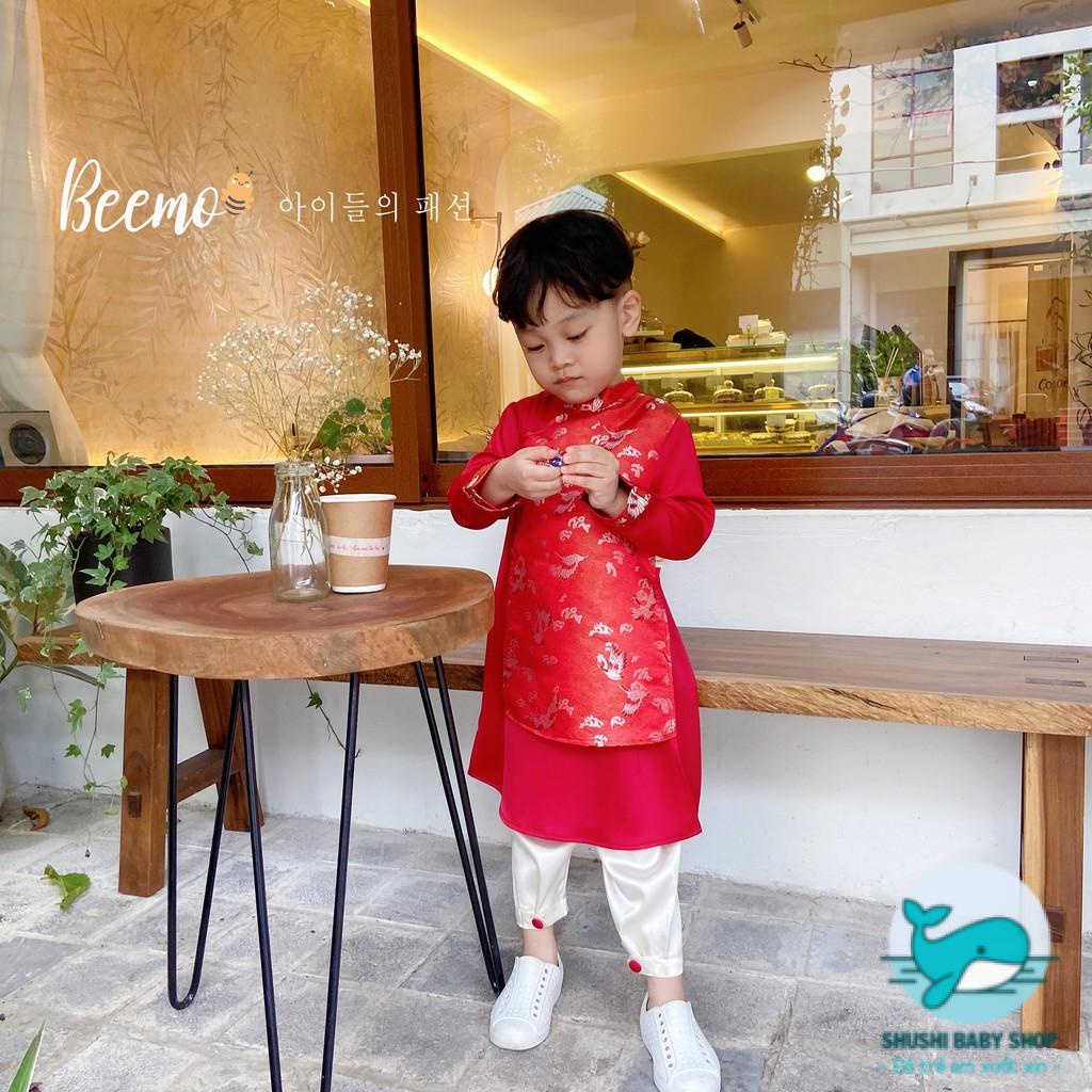 [Có sẵn] [FreeShip] [Ảnh thật] Áo Dài Tết bé Trai Beemo Lụa Gân