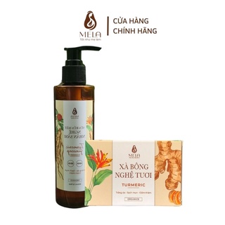 Combo Xà Bông + Sữa Rửa Mặt Nghệ MELA  Từ Thiên Nhiên, Trắng Da Giảm Thâm Mụn, Không Chất Bảo Quản Hương Liệu - ML18
