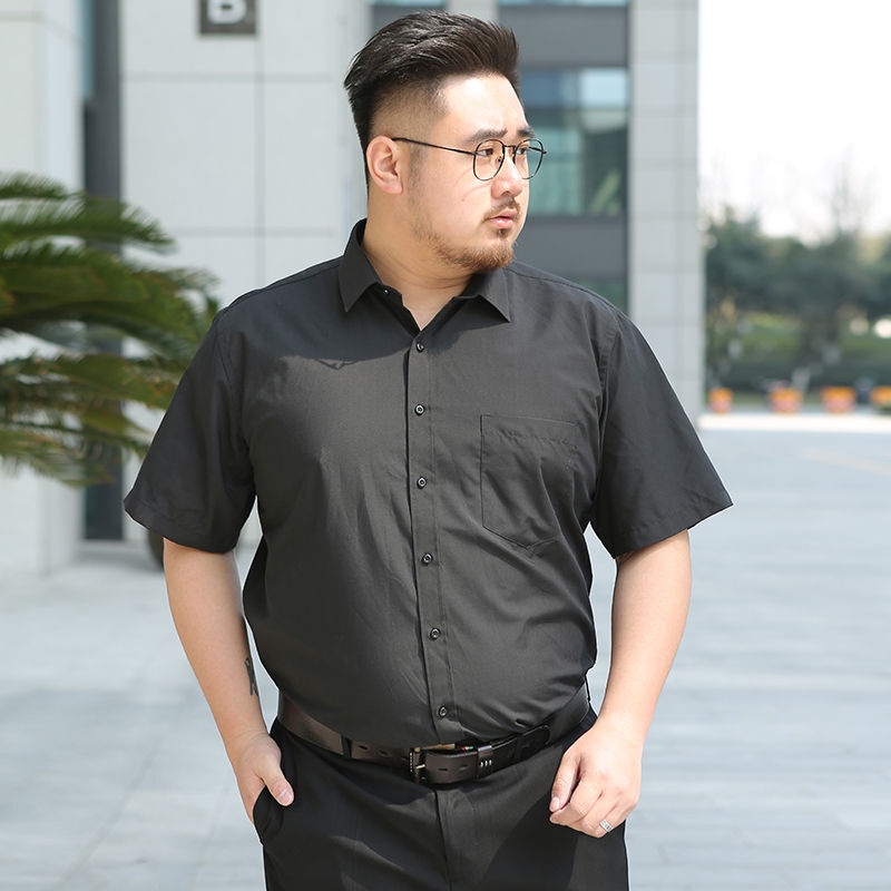 Áo Sơ Mi Tay Ngắn Dáng Rộng Màu Trơn Thời Trang Công Sở Cho Nam 80-175KG