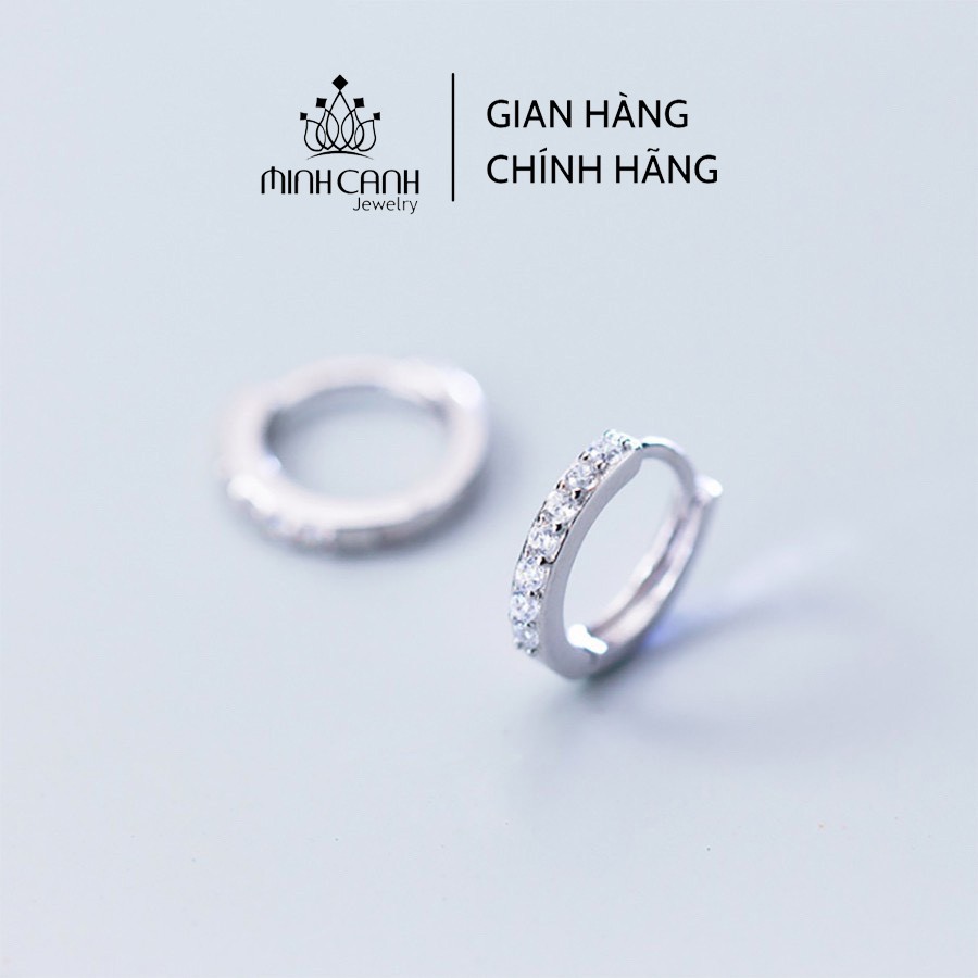 Khuyên Tai Bạc Nữ Tròn Đính Đá Lấp Lánh - Minh Canh Jewelry