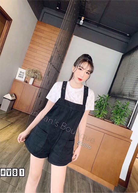 Quần yếm bò nữ 2 màu xanh đen | BigBuy360 - bigbuy360.vn