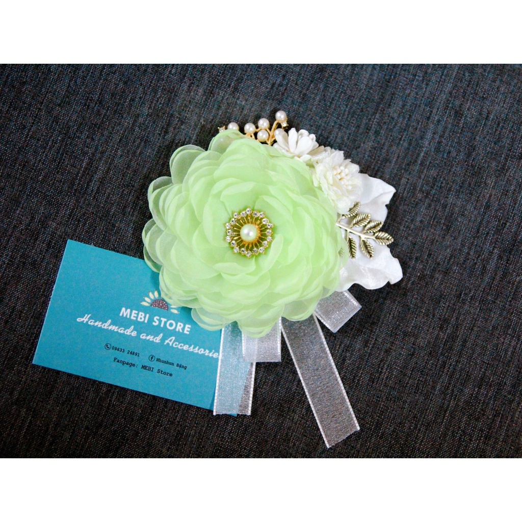 Phụ kiện thời trang hoa cài áo MEBI Handmade mẫu hoa chùm tone nhiều màu 2022 NOBOX