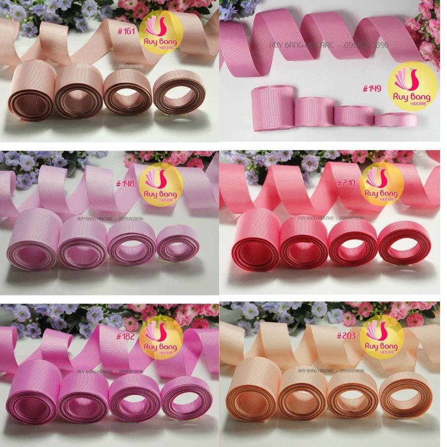 Ruy băng gân tông hồng ( cuộn 5m)
