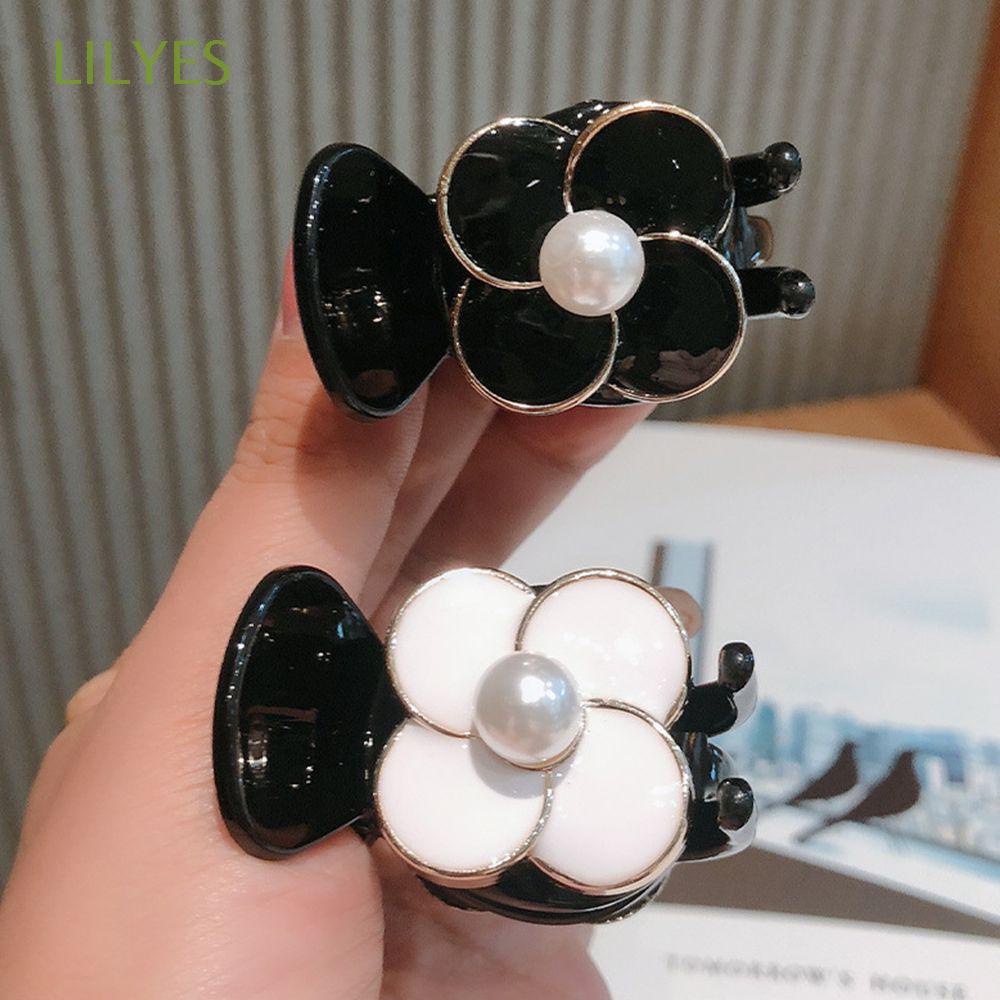 Kẹp tóc hình hoa trà bằng nhựa resin màu trơn phong cách cổ điển thời trang cho nữ