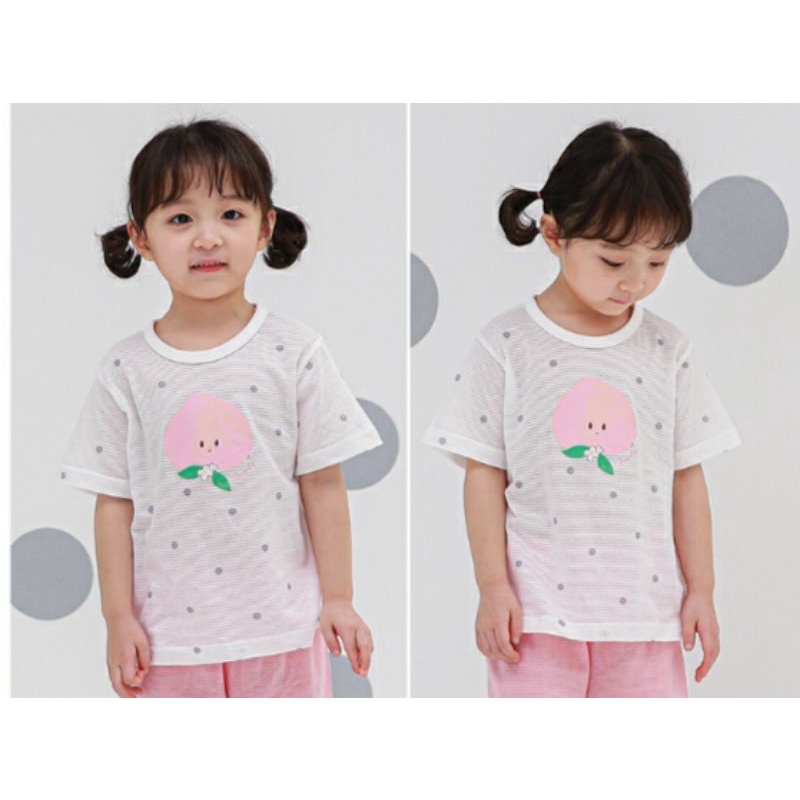 (Sz 100,110,130,140)- Áo cotton giấy Ppippilong hoạ tiết trái đào