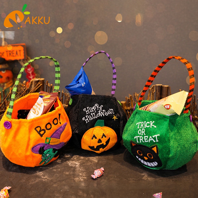 Giỏ đựng kẹo halloween hình quả bí ngô cho trẻ em