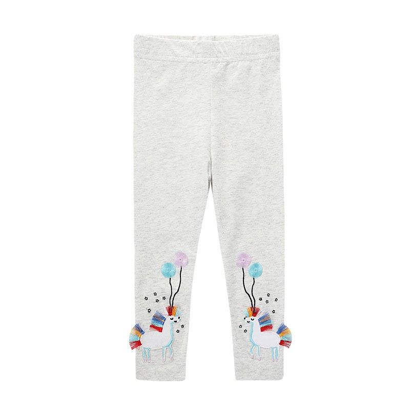 Quần legging bé gái Jumping Meters cotton thêu ngựa bóng