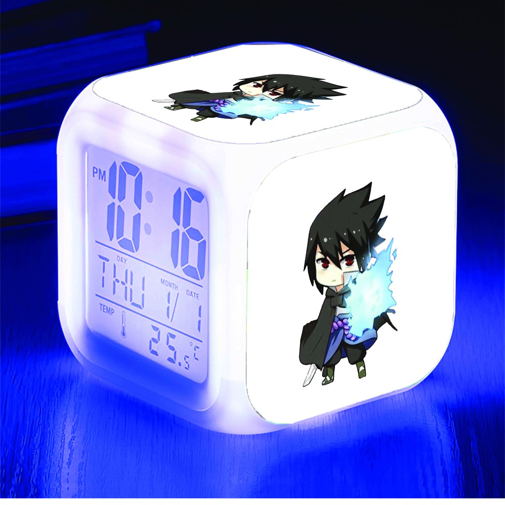 Đồng hồ báo thức để bàn in hình NARUTO chibi anime đèn LED đổi màu