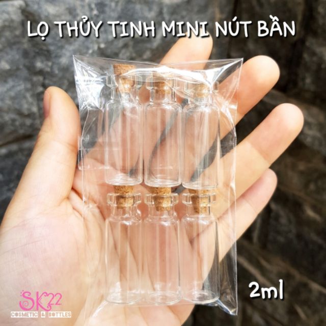 Set 6/8 LỌ THỦY TINH MINI NÚT BẦN 0.5ml/1ml/2ml/3ml