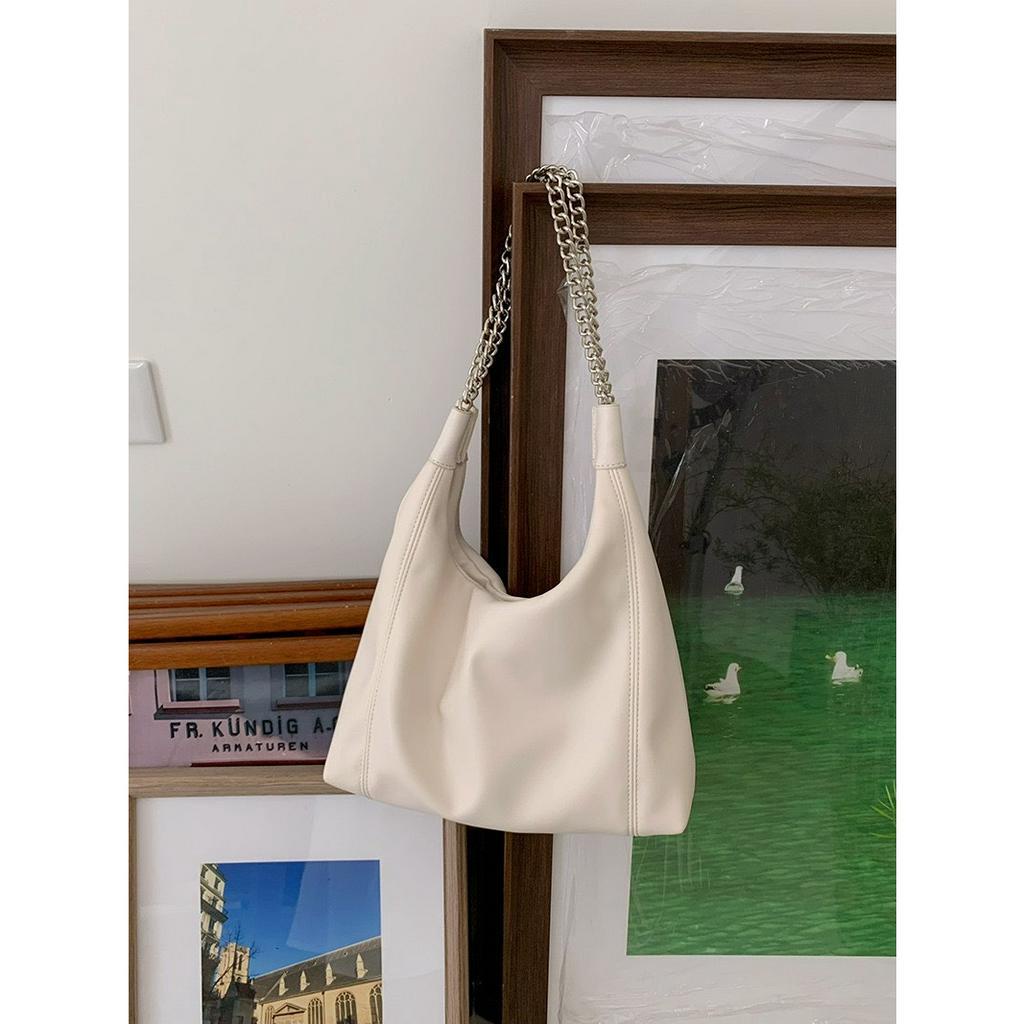 Túi xách nữ đeo vai tote da Pu mềm phối xích