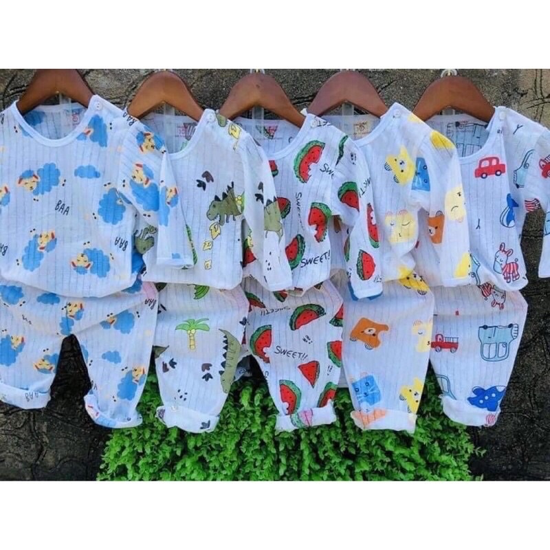 Xưởng Thanh Lý - Combo 5 bộ đồ  bộ coton giấy dài tay cho bé trai-quần áo thu đông cho trẻ sơ sinh