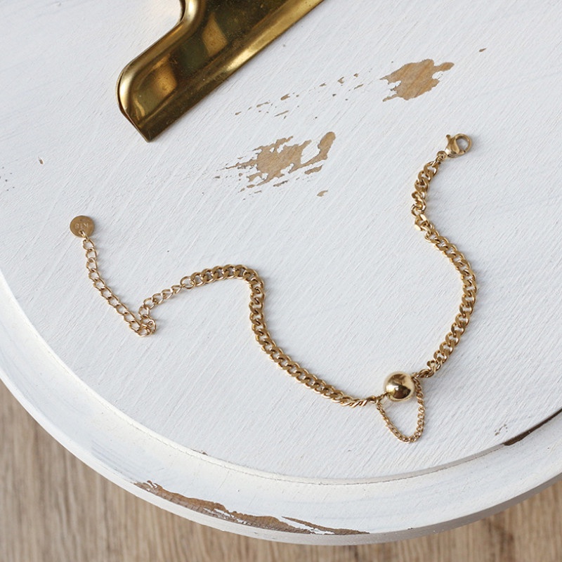 Lắc Tay Dây Xích Trái Châu Titan Ko Han Rỉ TT 3864 - màu vàng