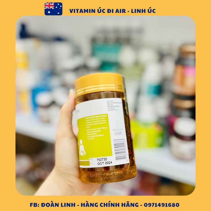 Mầm đậu nành Healthy Care Super Lecithin 1200mg, Hàng Chuẩn Úc, mầm đậu chăm sóc sắc đẹp