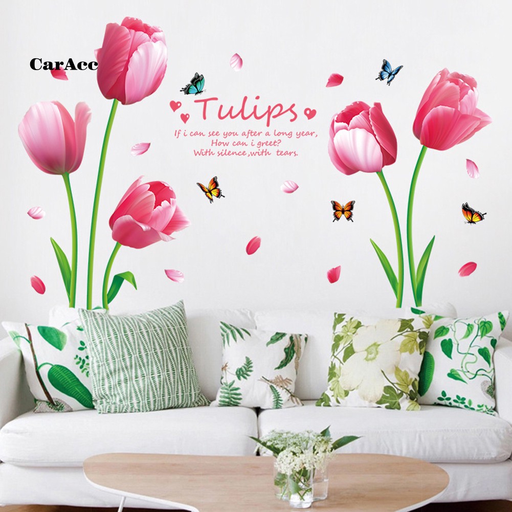 Decal dán tường hình hoa tulip đẹp mắt tự trang trí nội thất