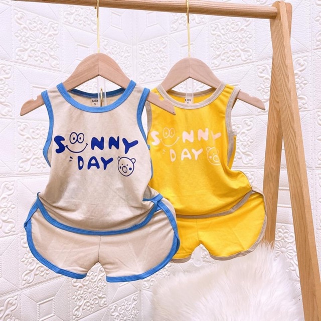 [Mã FASHIONT4FA2 giảm 10K đơn 50K] BỘ COTTON ĐŨI SUNNY DAY CHO BÉ