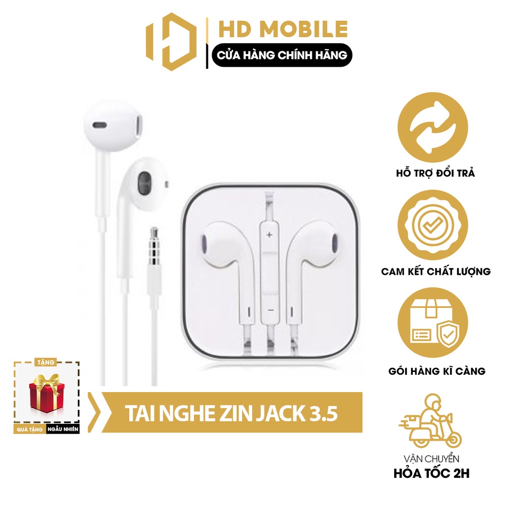 Tai Nghe dây Jack 3.5mm Chính Hãng Dây Dài 1.2M Tích Hợp Mic Và Nút Chỉnh Volume Cho iOS & Android