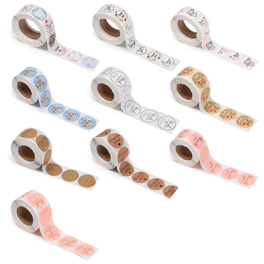 Cuộn 500 Nhãn Dán Niêm Phong Quà Tặng In Chữ Thank You Độc Đáo DIY
