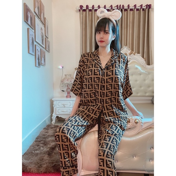 [ẢNH CHỦ SHOP] Pijama lụa cao cấp hoạ tiết quần dài tay cộc bigsize | BigBuy360 - bigbuy360.vn