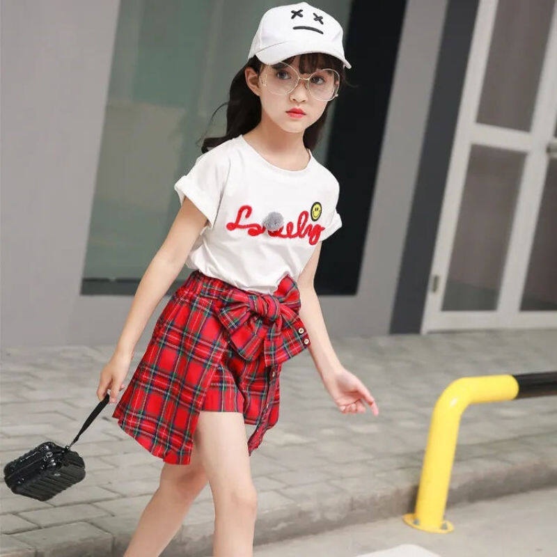 Thời trang trẻ em 2 CÁI （Áo cánh + Váy） Váy Hàn Quốc chất lượng cao cho trẻ em Bé gái Quần áo thường ngày 3 đến 4 đến 5 đến 6 đến 7 đến 8 đến 9 đến 10 đến 11 đến 12 tuổi Áo phông cho thanh thiếu niên Giảm giá # G6-TZ136
