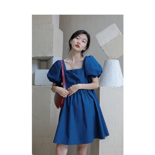 Đầm Dài Tay Phồng Cổ Vuông Quyến Rũ Thời Trang Mùa Hè Phong Cách Retro Mới 2022 Dành Cho Nữ