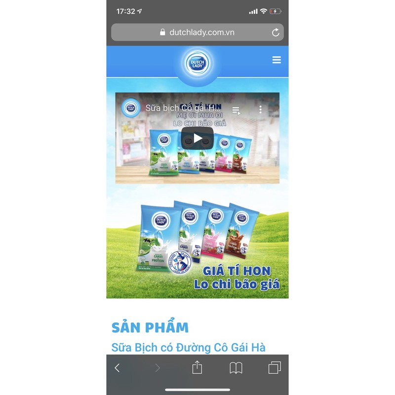 SỮA BỊCH CGHL 180ML- CÓ ĐƯỜNG (48 bịch