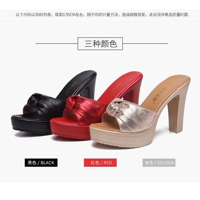 Dép cao gót nơ xoắn ú cao 10cm xịn sò