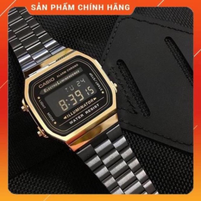 Đồng hồ nam Casio A168 Full Box cổ điển, chống nước, dây thép không gỉ, lịch sự, thời trang