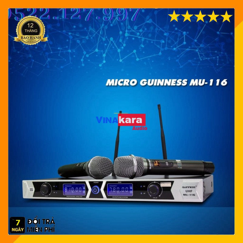 Micro không dây GUINNESS MU-116 - Sản phẩm Chính Hãng ( khách được kiêm tra khi thanh toán )