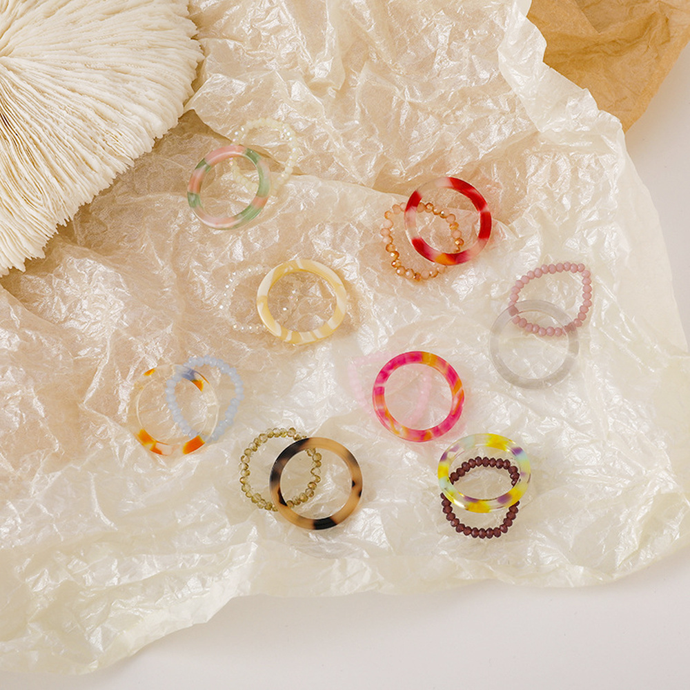 Set 2 Nhẫn Nhựa Họa Tiết Da Báo Đính Đá Thời Trang Dành Cho Nữ