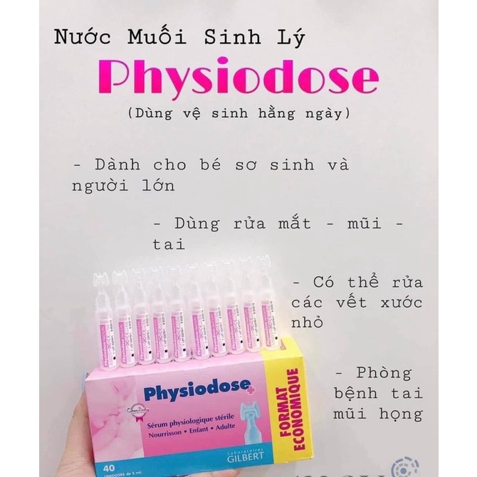 Hộp 40 ống nước muối sinh lý Physiodose Pháp